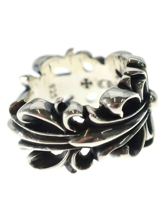 Chrome Hearts Sterling Silver Double Floral Cross Ring 56  Chrome Hearts Dbl Flrl Crs Double Floral Cross Ring Silver